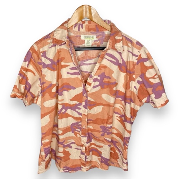 Wrangler Orange Pink Camo Button Up Shirt Womens Plus size 3X - Picture 1 of 4